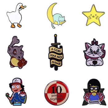 

20pcs/lot A3866 Patchfan Anime Character Metal Brooch Button Pin Cartoon Cat Denim Jacket Pin Jewelry For Clothes Lapel Pin