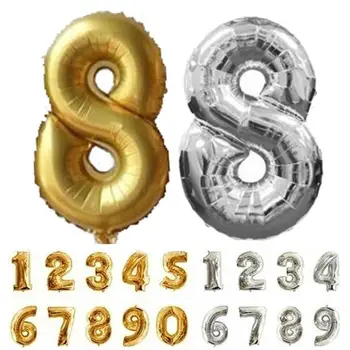 

16inch Aluminum Foil Balloons Creative Number Balloons Gold Silver Color Balloons Wedding Happy Birthday Party Decorations