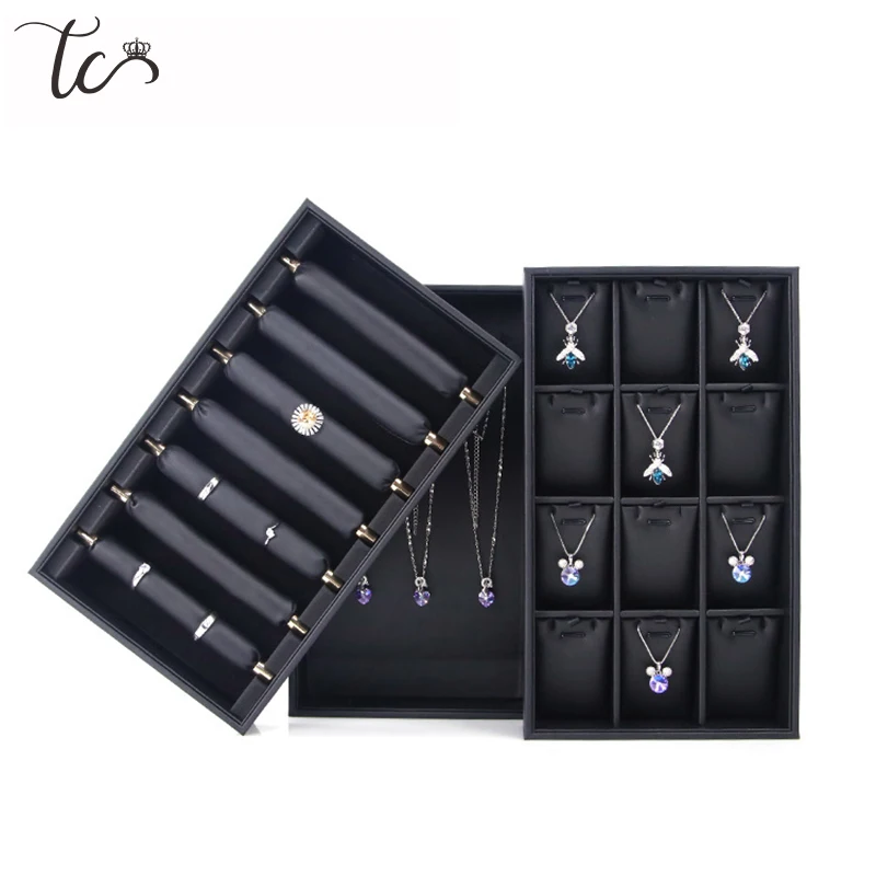 Поднос для ювелирных изделий из ПУ кожи, органайзер для демонстрации цепочек, колец, подвесок, ювелирных изделий