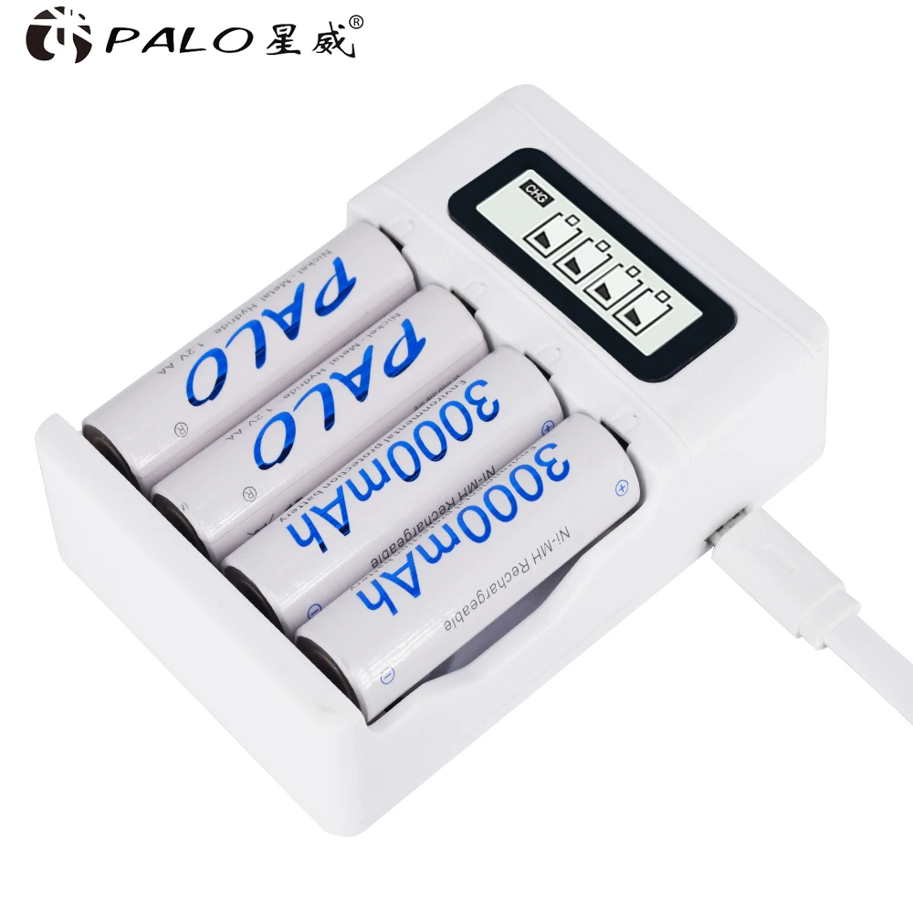 4 Slots LCD Display Fast Intelligent Battery Charger With USB Input for