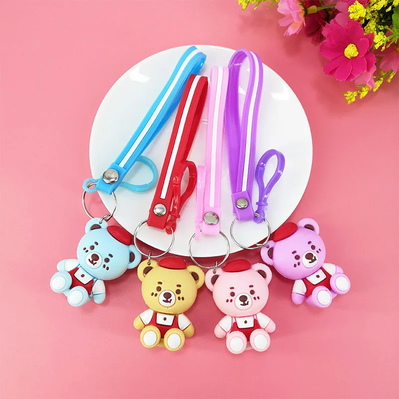 

Creative PVC Cartoon Animal Key chain Cute Silicone Bear Keychain Pendant Lady Bag Car Key Accessories Children's Birthday Gift