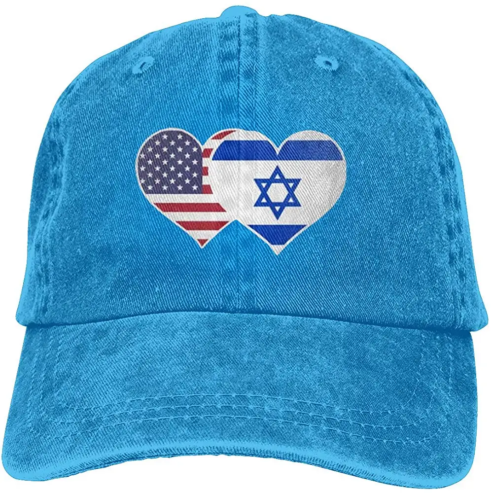 Ejiazhan7 Американский Израиль флаг сердце ретро Регулируемая ковбойская джинсовая шляпа унисекс хип хоп Серые бейсболки