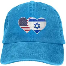 Ejiazhan7 Американский Израиль флаг сердце ретро Регулируемая ковбойская джинсовая шляпа унисекс хип хоп Серые бейсболки