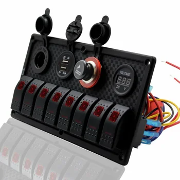 

Car Rocker Switch RV Waterproof 8 Gang LED Panel Circuit Breaker On-Off