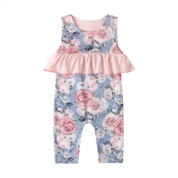 

Pudcoco US Stock 0-24M Newborn Infant Baby Girl Sleeveless Floral Pink Ruffle Romper Clothes