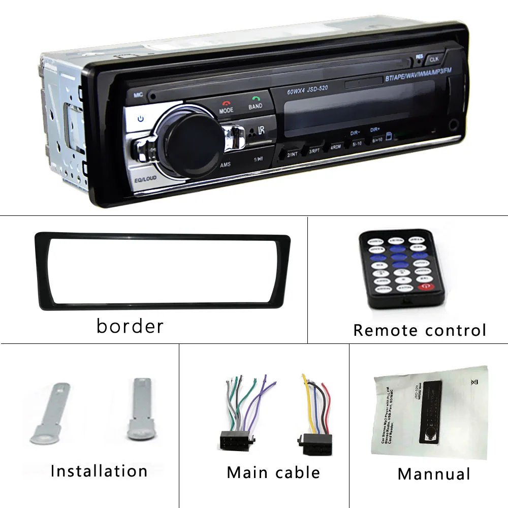 Hikity Car Radio Autoradio 1 Din Bluetooth SD MP3 Player JSD-520 car stereo  FM Aux Input Receiver SD USB