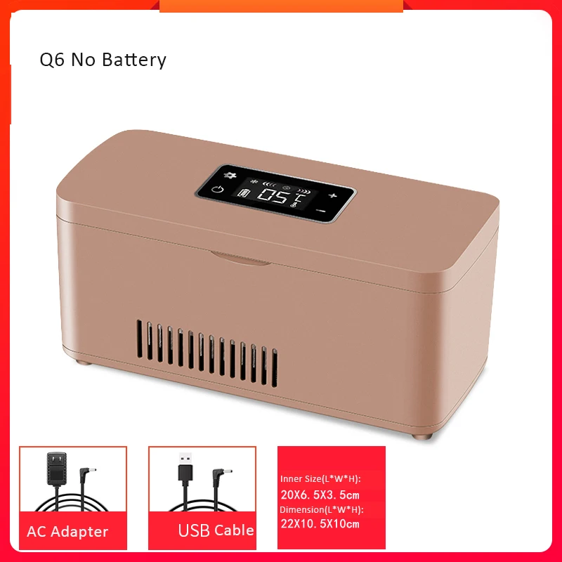 Rechargeable Insulin Refrigerated Box Car Mini Refrigerator Carrying Case Thermostat Growth Hormone Drug 2-8 Degree Fridge