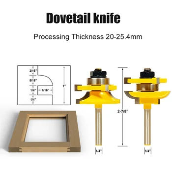 

3Pcs/set 1/4 Milling Cutter Tools Shank Bit Raised Panel Cabinet Door Router Bit Sets Rounded Corner Knives Engraving S7