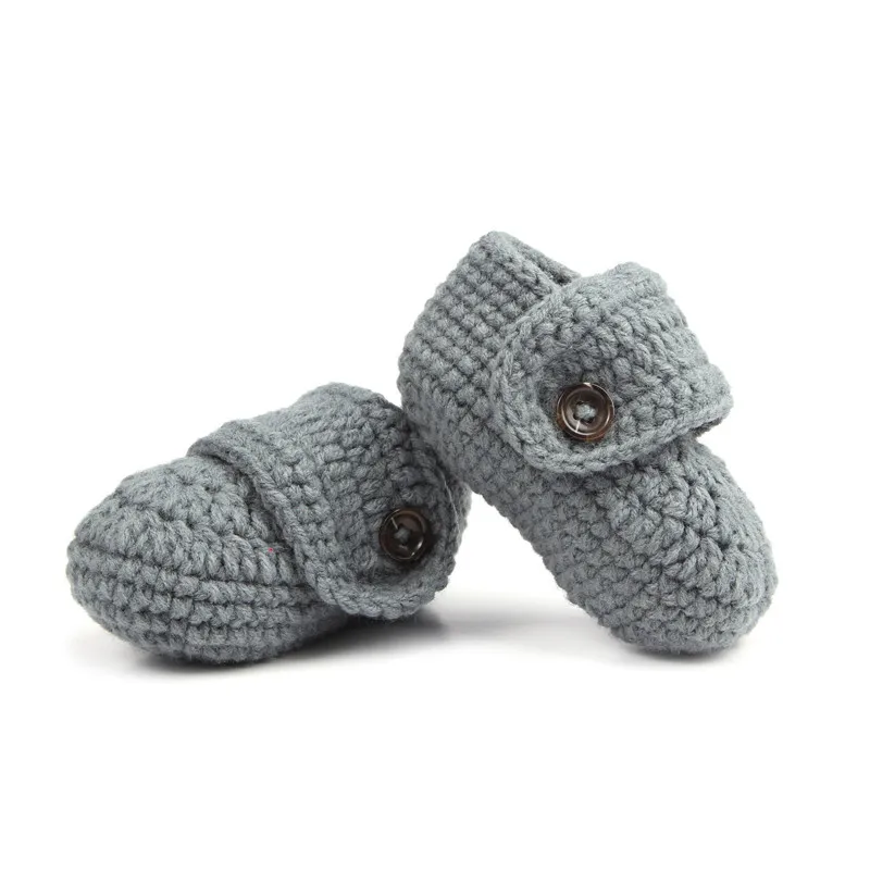 Fashion Comfortable Buckle Baby Shoes Handmade Knitting Crochet Booties Crib Walk Shoes for Infants Toddlers 2