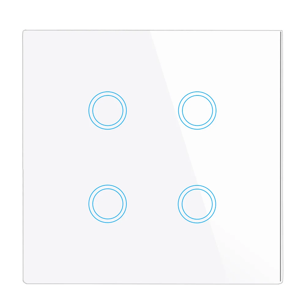Стандарт Великобритании wifi смарт-коммутатор 4 комплекта, Alexa Голосовое управление настенный Wifi переключатель 1000 Вт, белая кристальная стеклянная панель 220 В