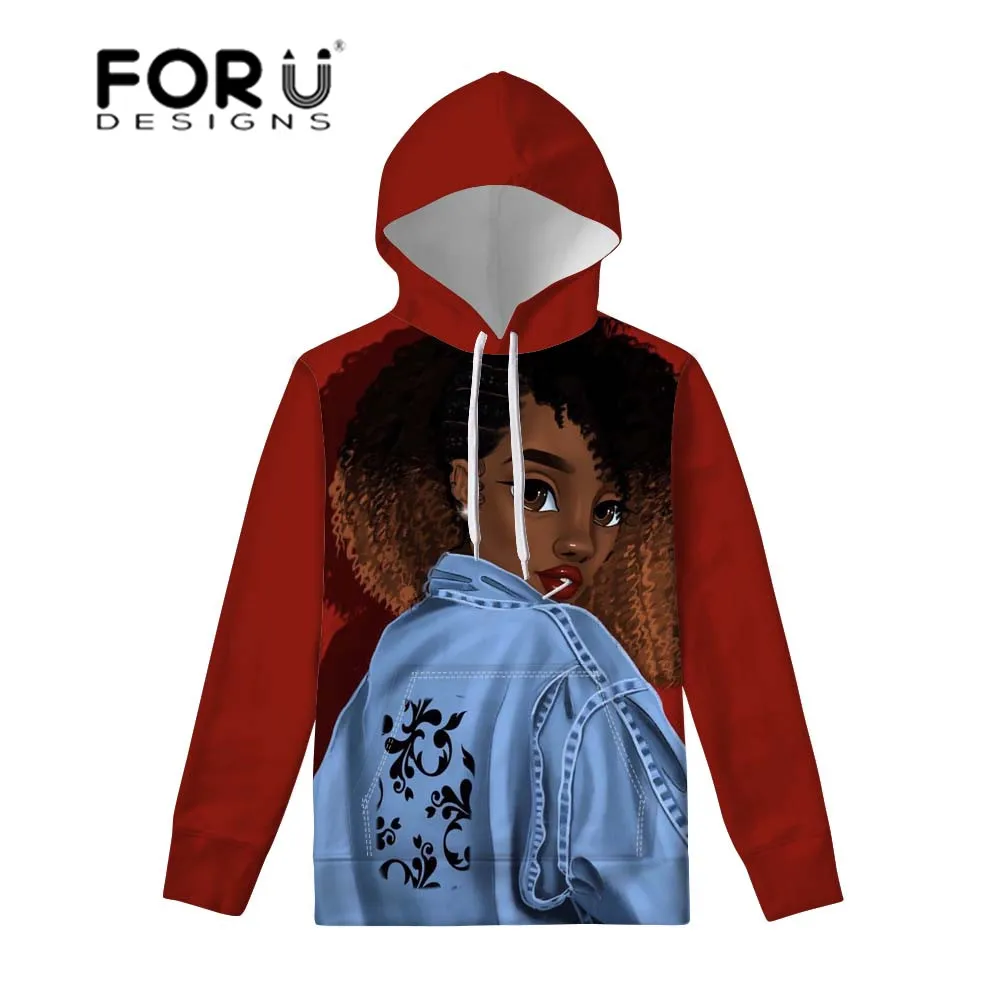 FORUDESIGNS/толстовки женские черные художественные африканские Девушки Печать уличная Женская свитер Толстовка для женщин осенняя Толстовка
