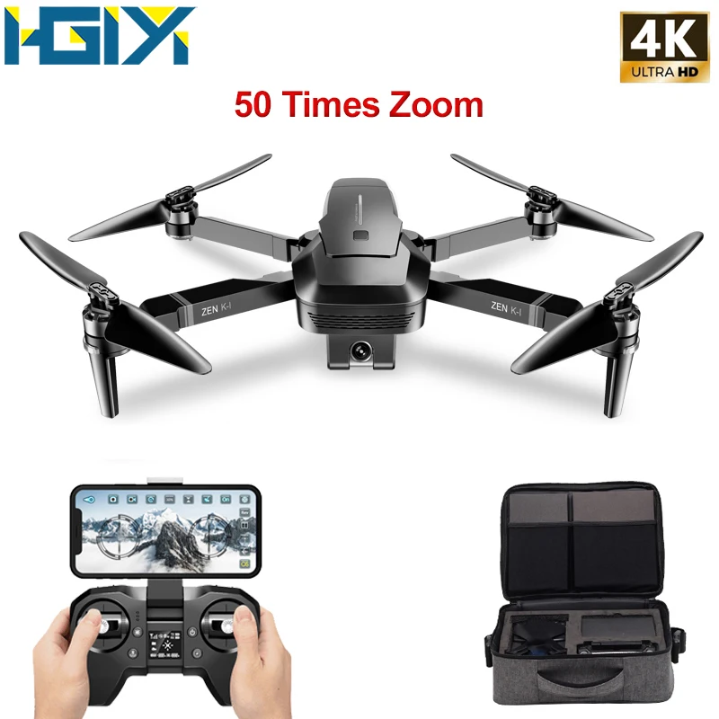 

HGIYI ZEN K1 GPS RC Drone With 50 Times Zoom Quadcopter 5G WIFI FPV 4K HD Dual Camera Wide-Angle Brushless Motor Helicopter Dron