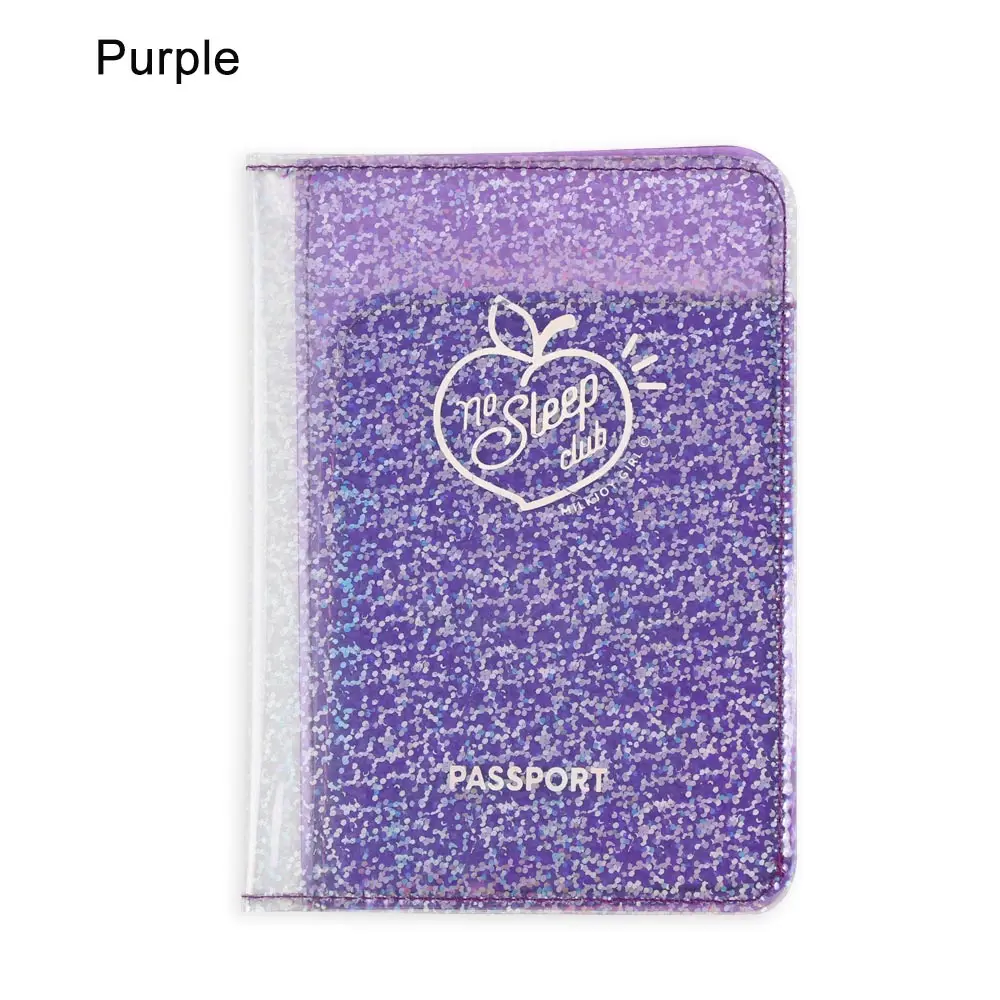 purple 1 шт. блестящее Сердце чехол для паспорта ПВХ прекрасный Корея девушки держатель для паспорта водонепроницаемый для женщин дорожный талон новая сумка для карт - Цвет: purple