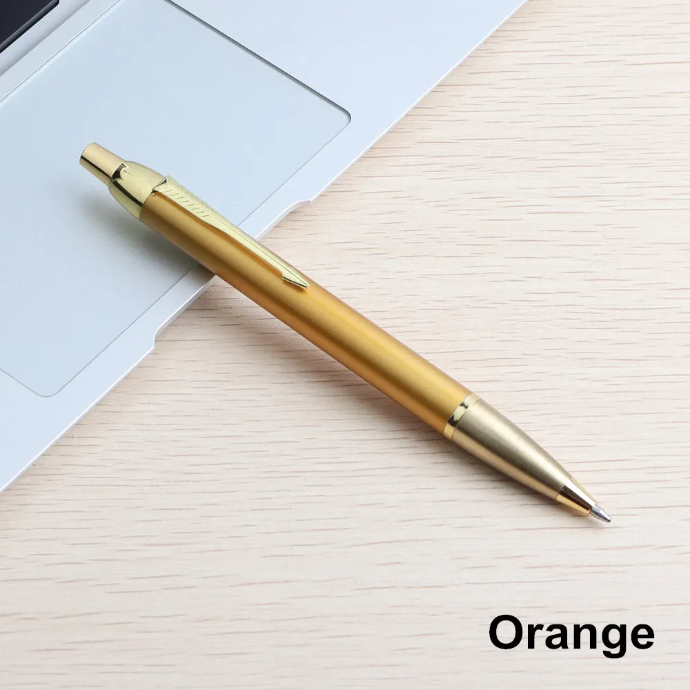 Orange GENKKY шариковая ручка, пресс стиль, коммерческие металлические шариковые ручки для школы, офиса, стержень, автоматическая шариковая ручка, чернила, черный, синий - Цвет: Orange