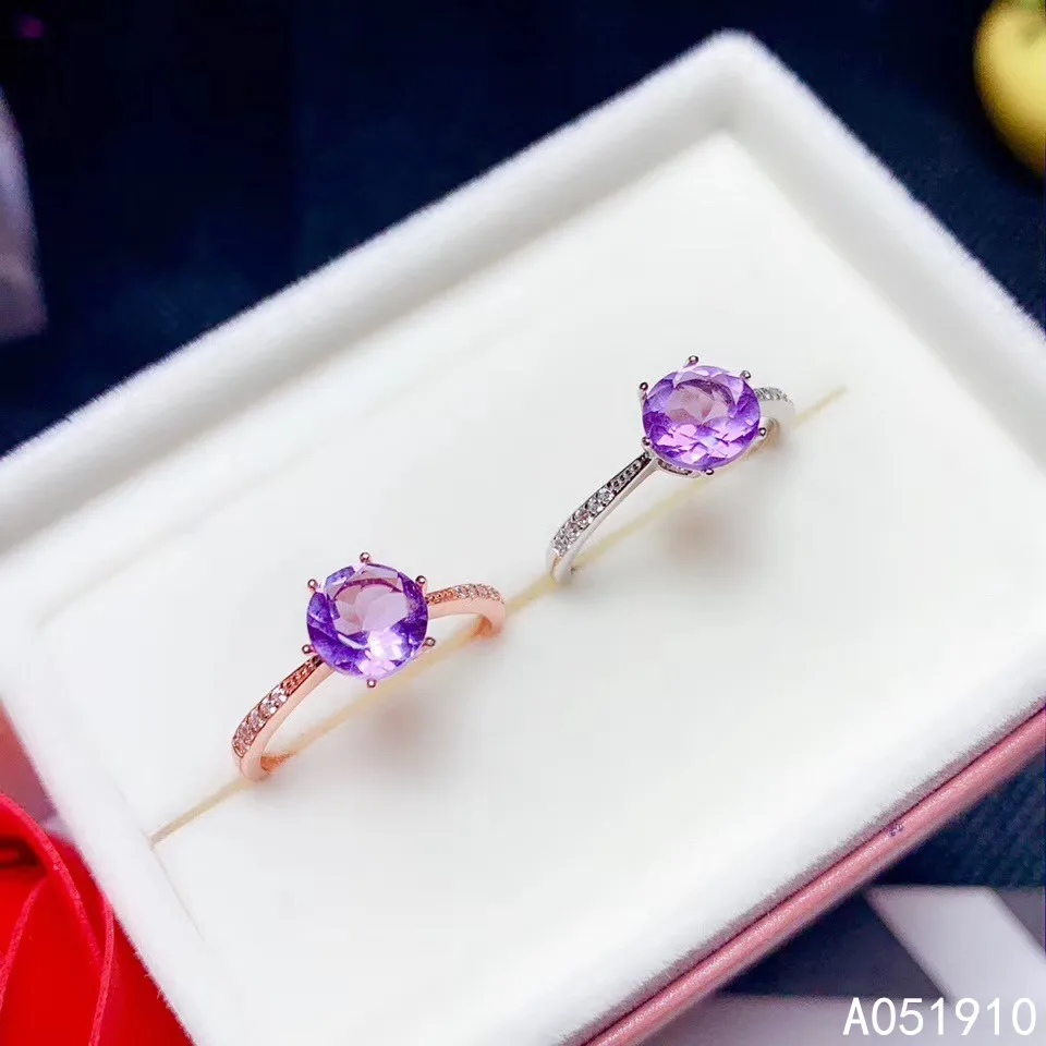 KJJEAXCMY boutique jewelry 925 sterling silver inlaid Amethyst gemstone  popular ladies ring trendy