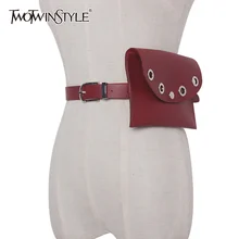 TWOTWINSTYLE Hollow Out PU Leather Women's Waist Belt Detachable Small Bag Wide Belt Female Fashion Vintage Accessories New