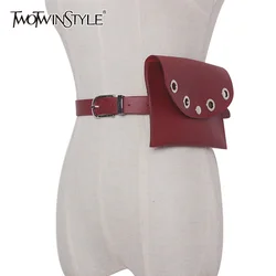 TWOTWINSTYLE Hollow Out PU Leather Women's Waist Belt Detachable Small Bag Wide Belt Female Fashion Vintage Accessories New