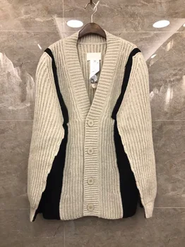

2019 New Fashion Winter Color-matching V-neck Long-sleeved Cardigan Sweater Women Free Shipping Worldwide