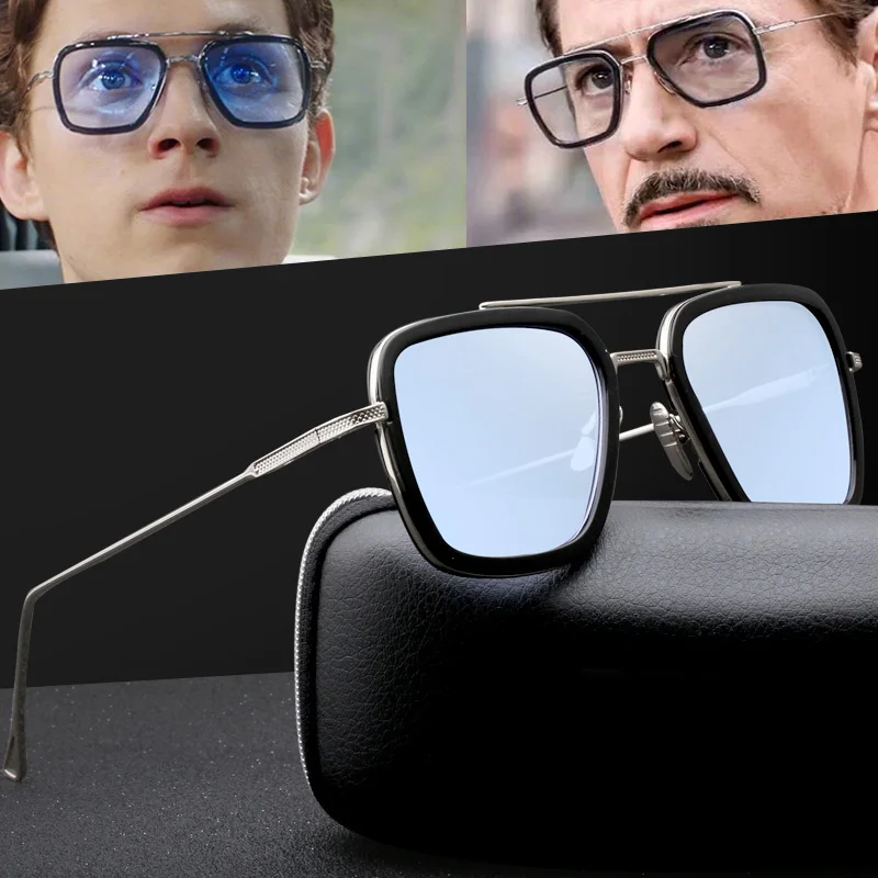 RFOLVE Tony stark Sunglasses Men The Avengers 3 Iron Man Sun Glasses 2019 Spiderman Edith Glasses Male Travel UV Goggles RX223