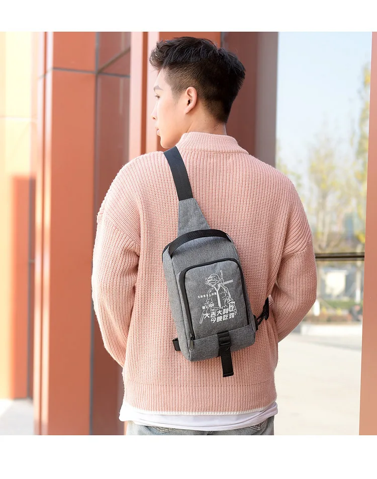 New Style Chest Pack Printed Night Light Smart Charging Anti-Spillage Chest Shoulder Bag Casual Men's Popular Brand Backpack Who