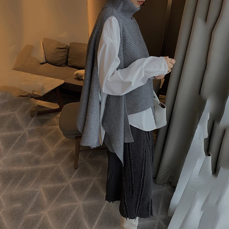 [EAM] Irregular Big Size Knitting Sweater Loose