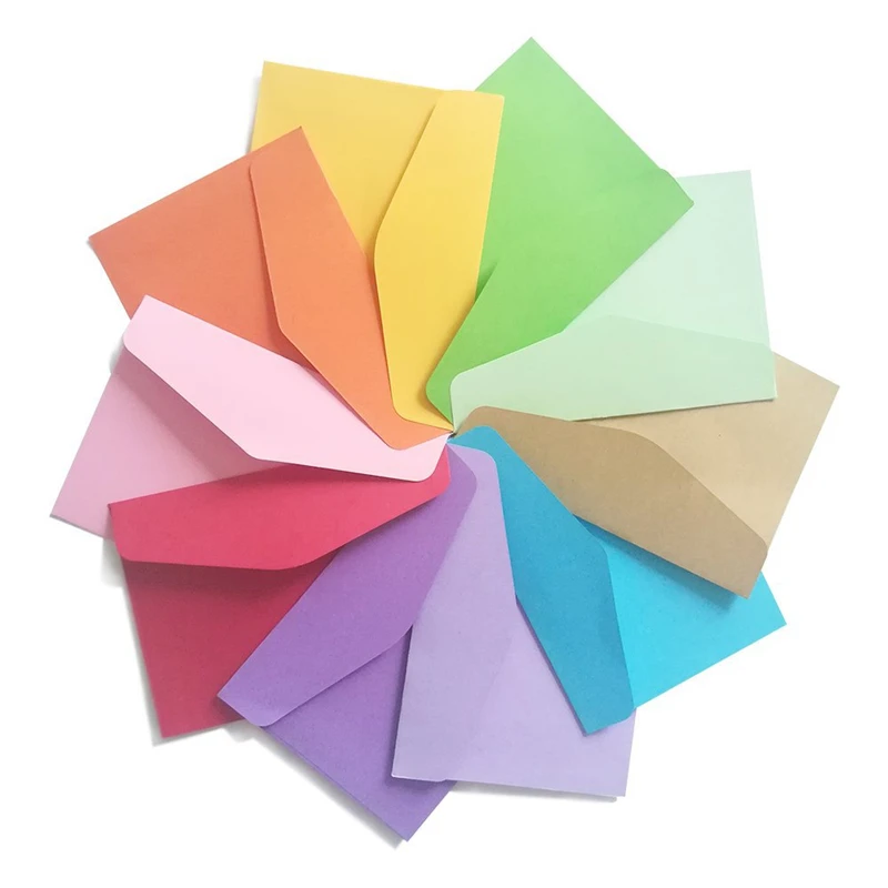 11,5x8cm tamaño 10 unids/pack pequeño Mini sobres de papel de embalaje de la tarjeta del Color colorido Sobre Carta, rosa, azul, rojo negro Kraft