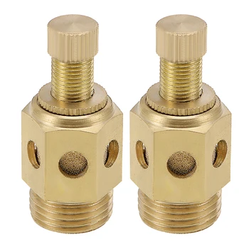 

uxcell Top Adjustable Pneumatic Air Exhaust Silencer Muffler Copper 1/2 BSPT Gold Tone 2pcs