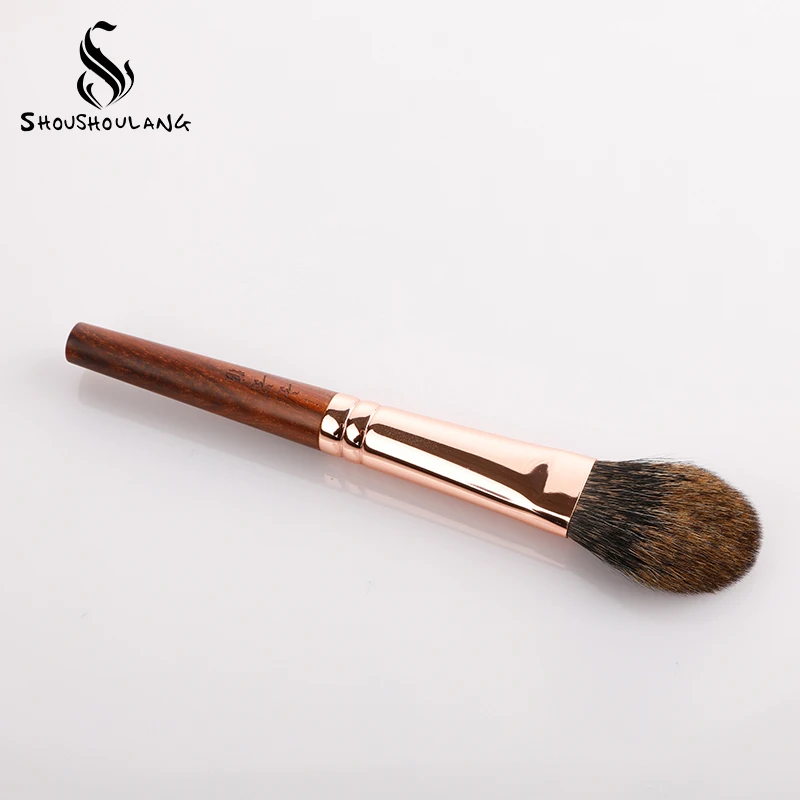 Shoushoulang Professional Handmade Make Up Brush Flat Round Blush Highlighter Brush Soft Squirrel Hair Makeup Brushes 3