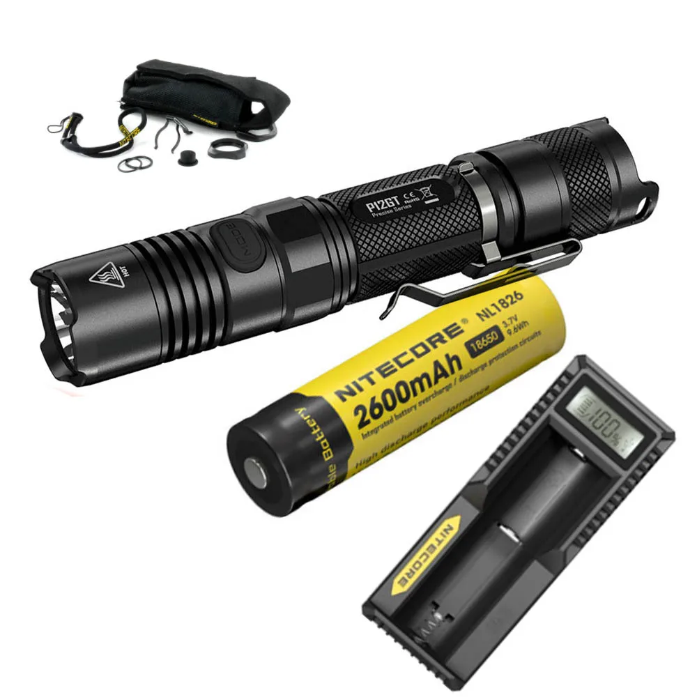 NITECORE P12GT светодиодный тактический вспышки светильник CREE XP-L HI V3 Светодиодный max 1000 люмен луч расстоянии 320 метр портативный фонарь поисковый спасательный светильник - Испускаемый цвет: P12GT NL1826 UM10