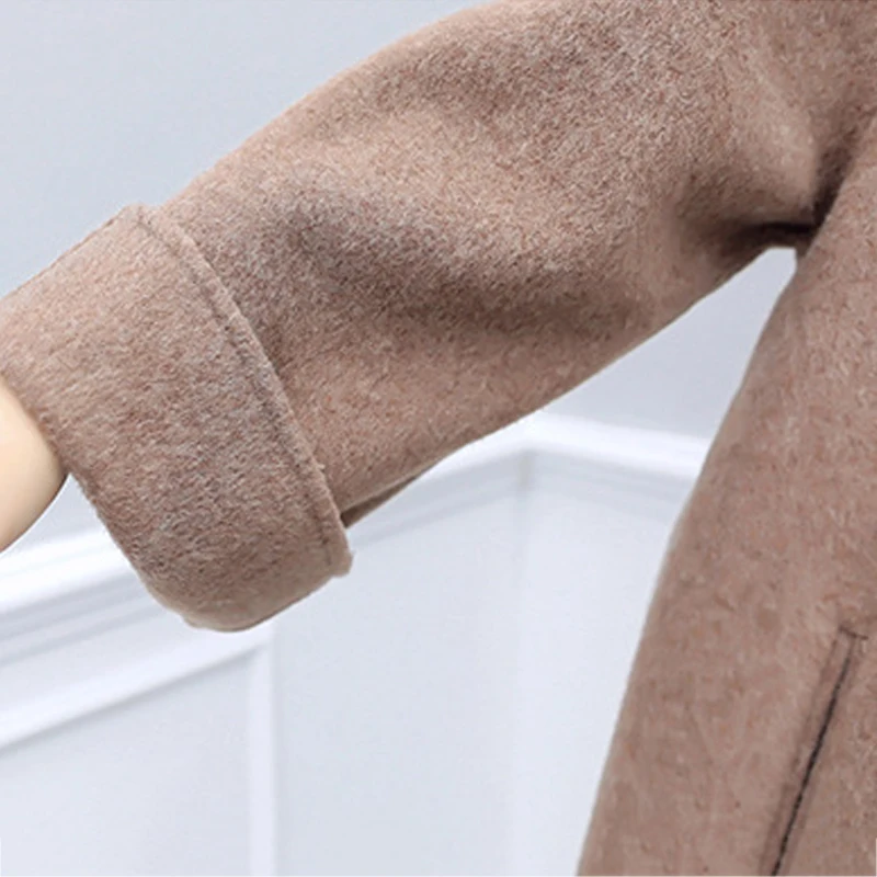 Heydress осень размера плюс свободное теплое шерстяное пальто комплект леди отложной воротник верхняя одежда женское двубортное одноцветное пальто А-силуэта костюм
