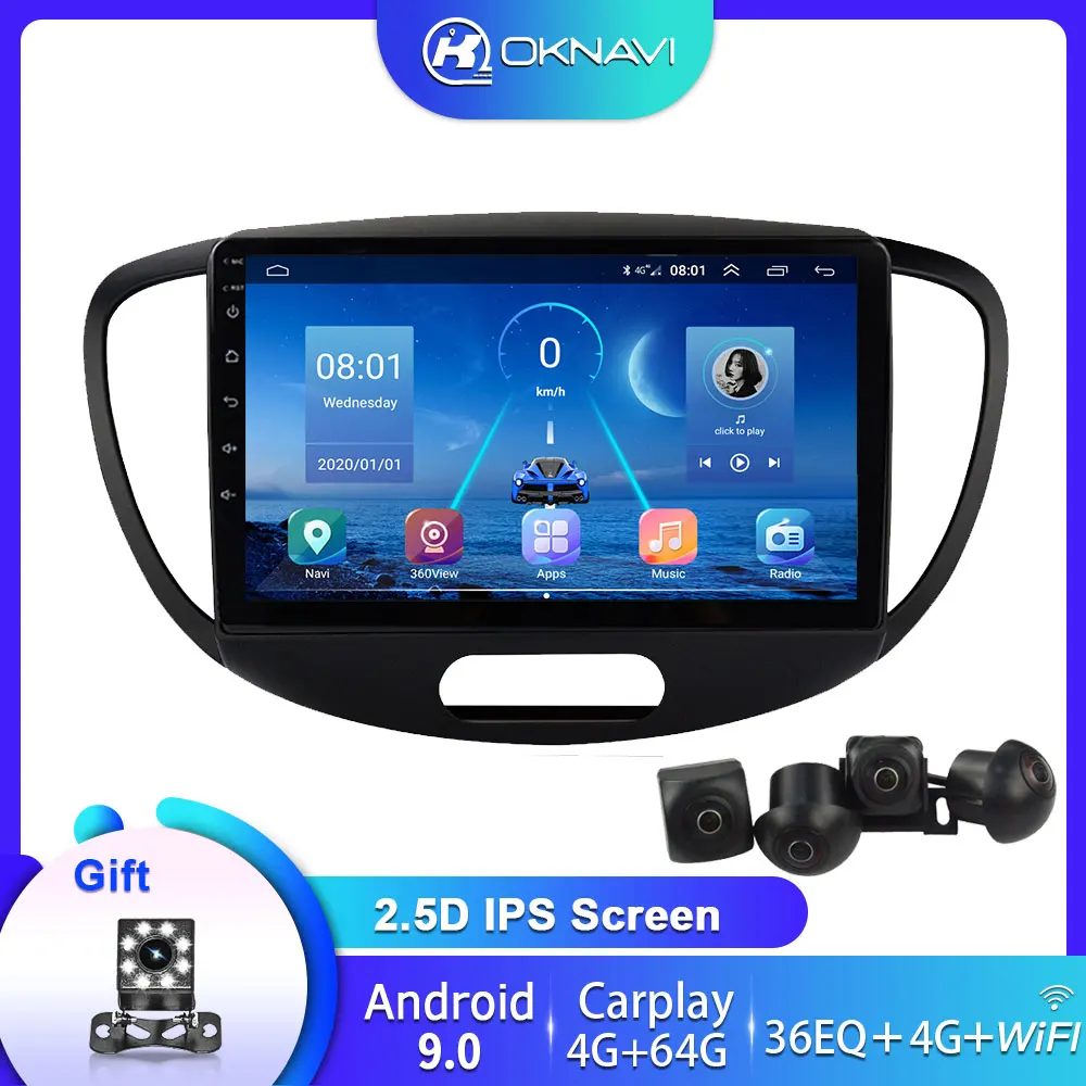 

OKNAVI For 9 inch For Hyundai Grand I10 2008-2013 DSP Carplay 360 Camera GPS Navigation 2 Din Car Multmedia WIFI Player Radio