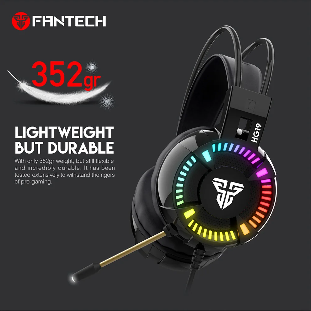 Игровые наушники fantech HG19 RGB 3,5 мм разъем наушники с микрофоном 352 г супер легкая гарнитура для наушников геймера