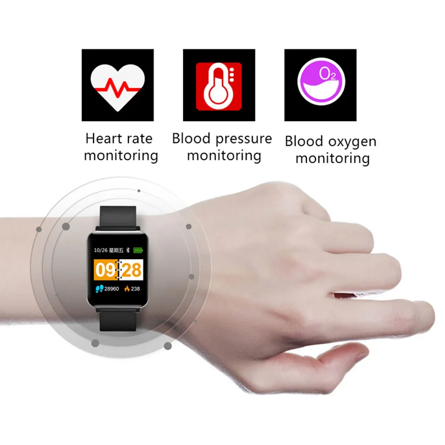 Smart Watch BINSSAW Men Women Heart Rate Fitness Smart Bracelet LED Color Screen Sport Watch Waterproof Multifunction Smartwatch