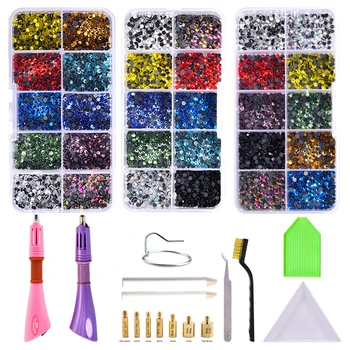 

Full DIY Set 2000pcs Hot fix Rhinestones With Hotfix Applicator Crystal Glass Rhinestone Iron-on Wand Strass for Dress,bag,shoes