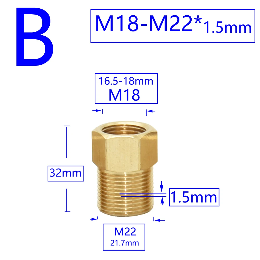 Brass Male Female 1/2" M14 M18 M22 3/8" Thread Connector Tooth Pitch 1.5mm Copper Water Tap Washing Machine Bathroom Coupler for tank tap connector,tank tap adapter,garden hose connector,hose connector,water faucet adapter,garden hose adapter,hose tap adapter,tank fitting connector,plastic pipe connector,water pipe connector,pipe connector,water pipe fitting,irrigation pipe fitting,garden water connector,faucet adapter,garden faucet adapter,faucet quick connector