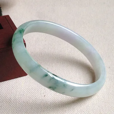 

Natural Burmese Jadeite Light Blue Flower 54-64mm Bracelet Elegant Princess Jewelry Best Gift