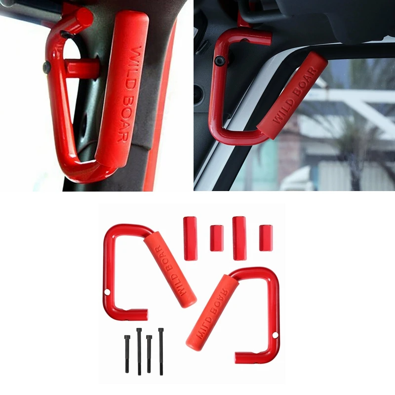 Front Handle red Черный твердый Сталь спереди поручни Roll поручни для 2007- Jeep Wrangler JK 2 двери 4-двери/ - Цвет: Front Handle red