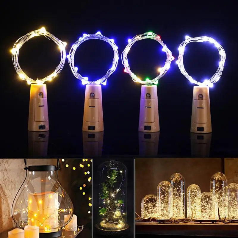 Wine Bottle Cork Lights String 20 LED Fairy Lights Battery Power Party Wedding Christmas Halloween Decoration Bar Bottle Lights night lamp for bedroom wall