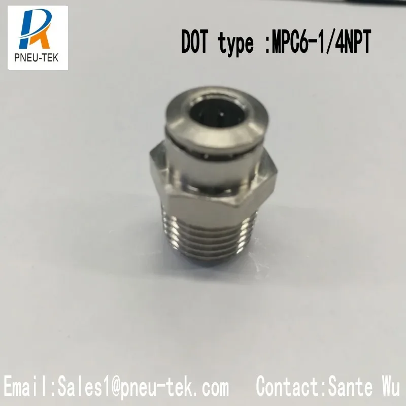 DOT type MPC1/4mm-BSPT1/4, латунные нажимные фитинги, пневматические фитинги, фитинги в одно касание, трубные фитинги нажимные в быстром соединении