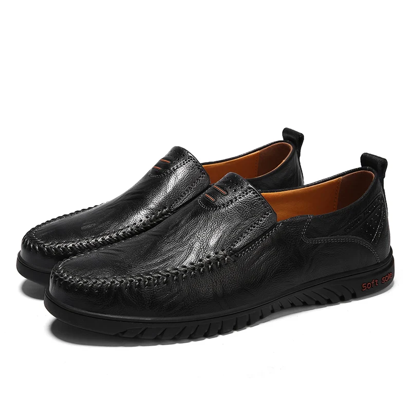 JKPUDUN-zapatos de cuero genuino para hombre, mocasines formales informales sin cordones, de marca de lujo, italianos y negros, 2021 - Imagen 2