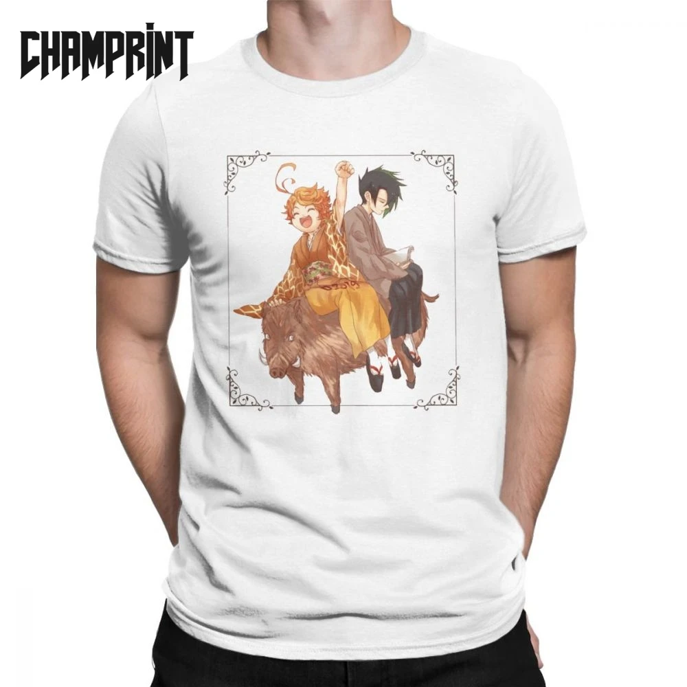 

The Promised Neverland Emma T Shirts Men's Cotton T-Shirts Manga Norman Ray Vaporwave Anime Tee Shirt Short Sleeve Plus Size