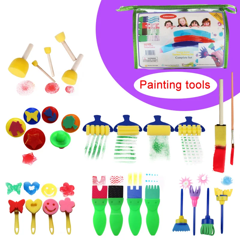 

HOT 29pcs DIY Art Tool Sets Sponge Brush Stamp Children Painting Graffiti Painting Brush Stamp Tool Sets TI99