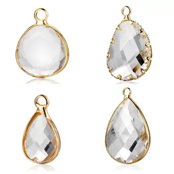

3pcs/lot Waterdrop Irregular Crystal Stone Charm Pendants Wholesale Faceted Glass Stones Pendant