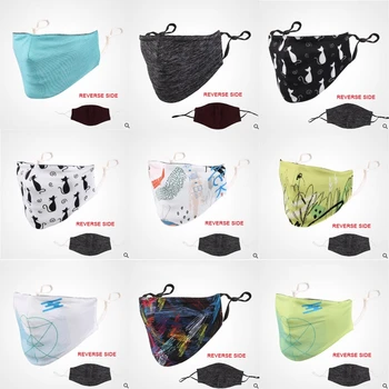 

1 PCS Adult Mask Ice Silk Print Face Mouth-Muffle Mask PM2.5 Auti-dust Washable Windproof Summer Thin Silk Riding Cartoon Mask