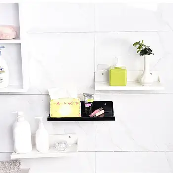 

Bathroom shelf Plastic Super Load-Bearing Toiletries Storage Rack Bath Mobile Phone Holder free punching kitchen storage rack