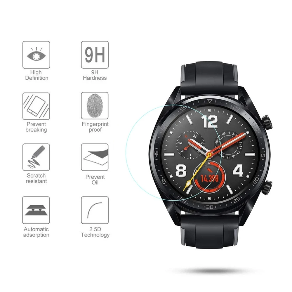 

1pc/2pcs/3pcs Tempered Glass Screen Protector For Huawei Watch GT Full Cover Protective Film Guard Anti Explosion Anti-shatter