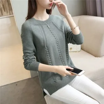 

2018 autumn/winter new warm bottomshirt sweater women's long-sleeved loose-colored women's knitwear