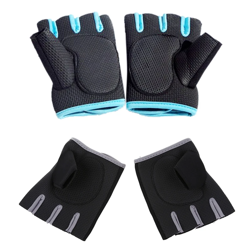 2 пары новых спортивных велосипедных фитнес-тренажерных полупальцев перчатки для тяжелой атлетики тренировки m-черный с синим краем и черный с Gr