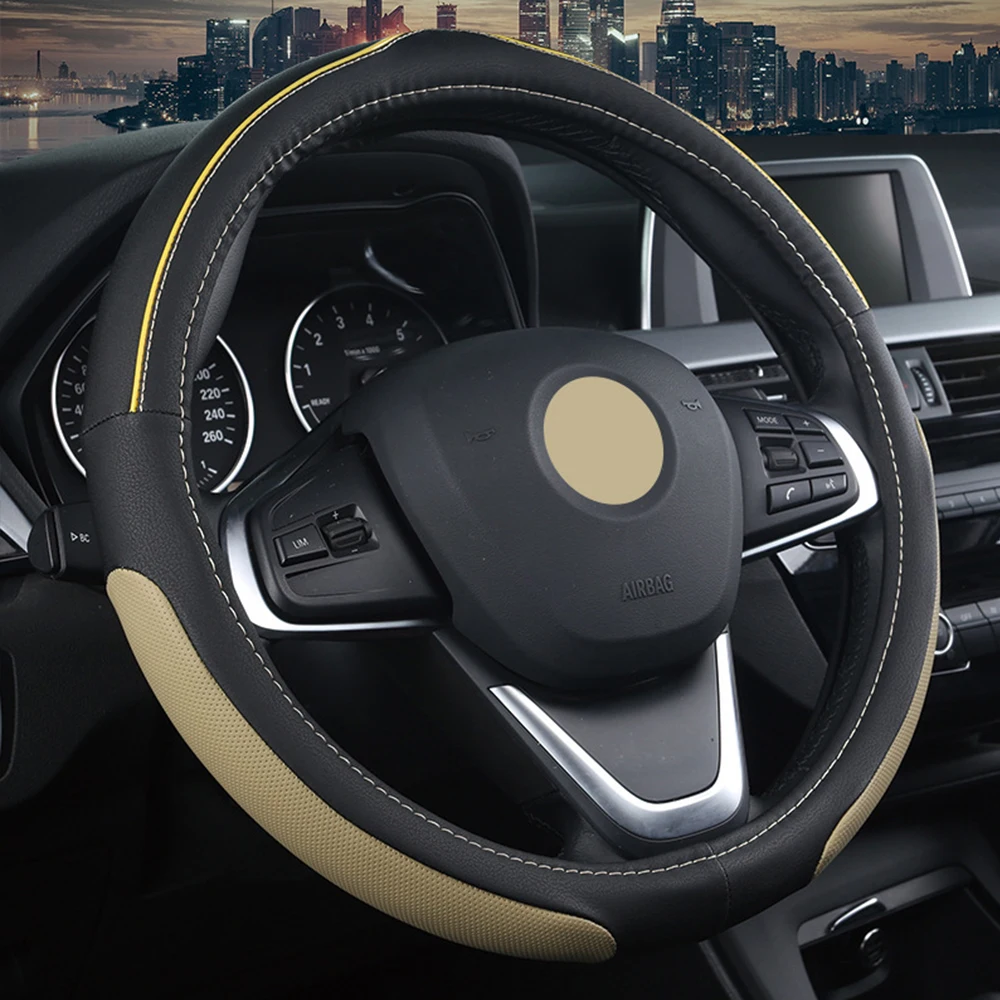 Yellow Универсальные аксессуары для интерьера чехол на руль подходит для Citroen C1 C3 C4 кактус C4 C3 Aircross C4 Picasso Berlingo Jumpy и т. Д - Название цвета: Yellow