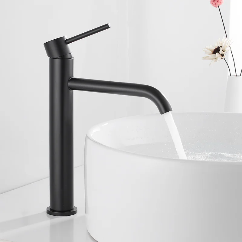 High Bathroom Basin Faucet Black/Brushed/White Taps Wash Hand Face Single Lever Mixer Washbasin Faucets with Hose HOTBEST | Обустройство